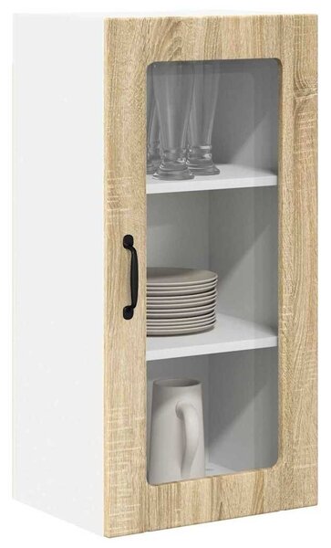 VidaXL Fali üveges szekrény PORTO 2 pcs Sonoma tölgy 40 x 31 x 80 cm