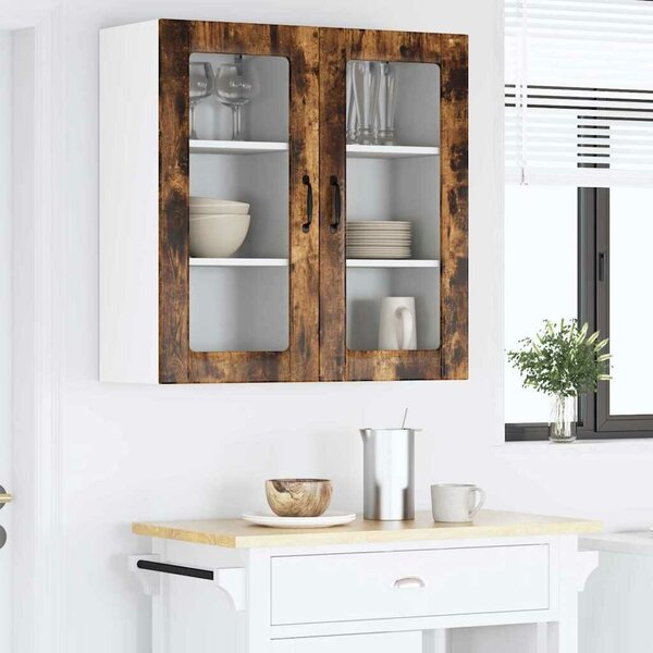 VidaXL Fali üveges szekrény PORTO 2 pcs Füstölt tölgy 40 x 31 x 80 cm