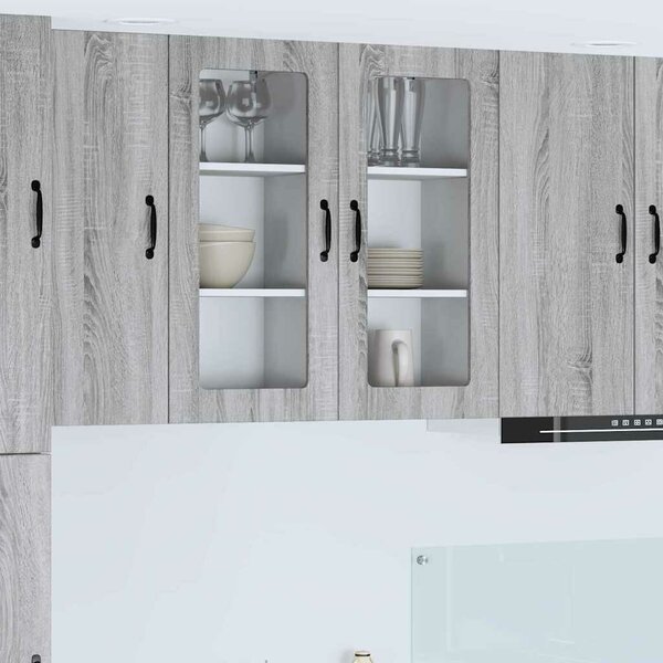 VidaXL Fali üveges szekrény PORTO 2 pcs Szürke Sonoma 40 x 31 x 80 cm