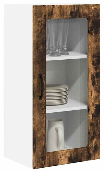 VidaXL Fali üveges szekrény PORTO 2 pcs Füstölt tölgy 40 x 31 x 80 cm