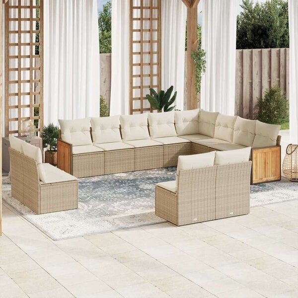 VidaXL Polyrattan Kerti Ülőgarnitúra - 12 részes - Bézs