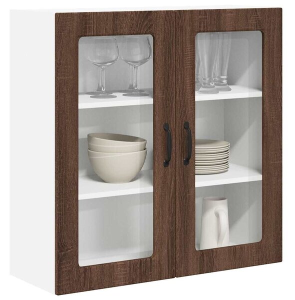 VidaXL Fali üveges szekrény PORTO Barna Tölgy 80 x 31 x 80 cm Faanyag