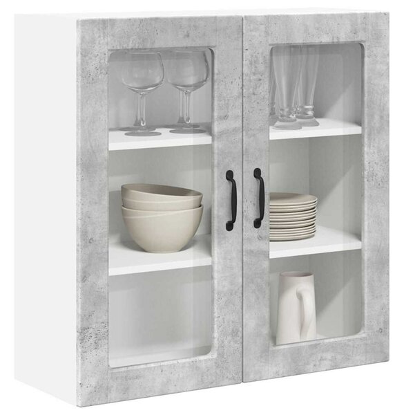 VidaXL Fali üveges szekrény PORTO Beton Szürke 80 x 31 x 80 cm