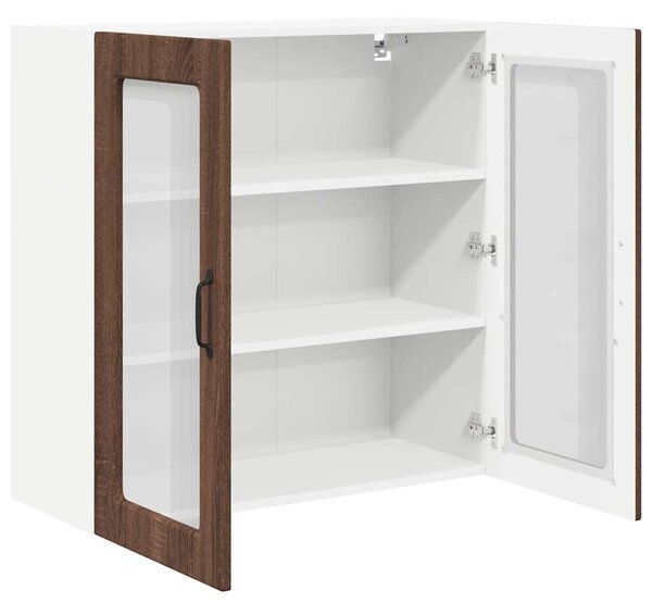 VidaXL Fali üveges szekrény PORTO Barna Tölgy 80 x 31 x 80 cm Faanyag