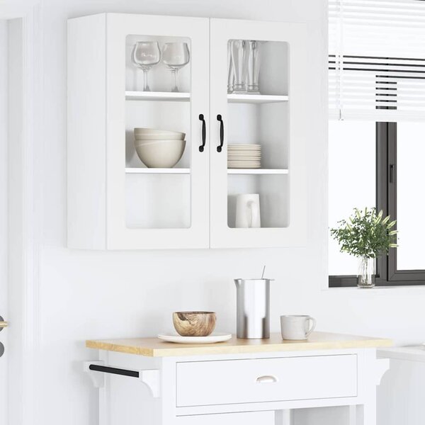 VidaXL Fali üveges szekrény PORTO Magas Fényű Fehér 80 x 31 x 80 cm