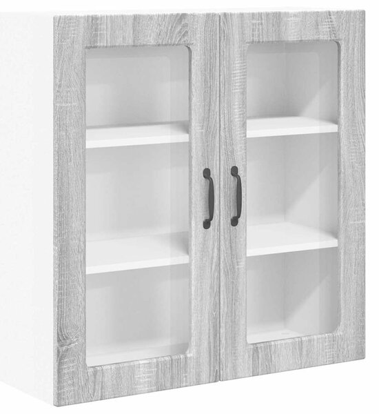 VidaXL Fali üveges szekrény PORTO Szürke Sonoma 80 x 31 x 80 cm