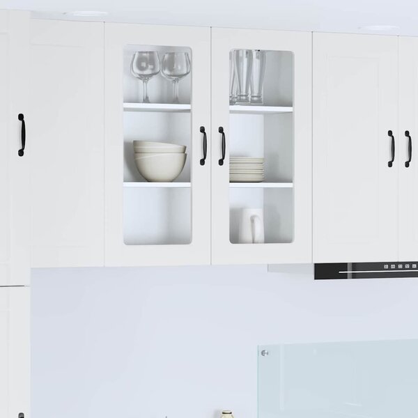 VidaXL Fali üveges szekrény PORTO Magas Fényű Fehér 80 x 31 x 80 cm