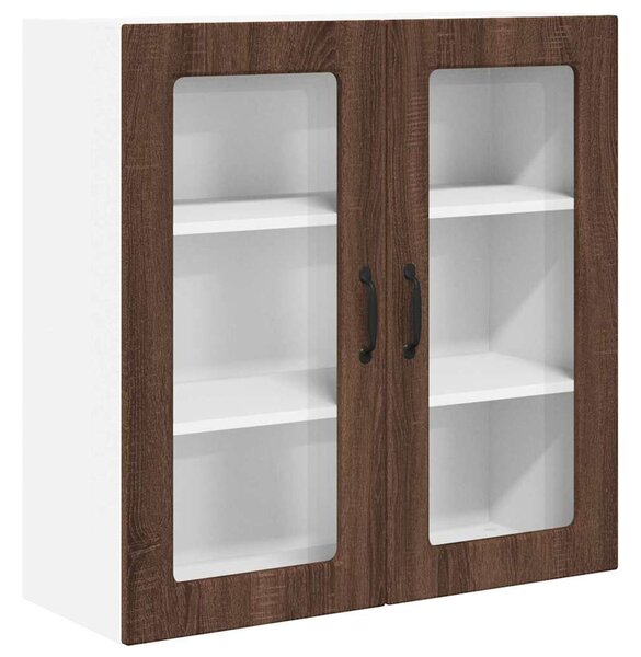 VidaXL Fali üveges szekrény PORTO Barna Tölgy 80 x 31 x 80 cm Faanyag