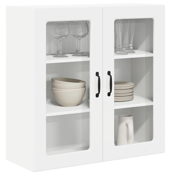 VidaXL Fali üveges szekrény PORTO Magas Fényű Fehér 80 x 31 x 80 cm