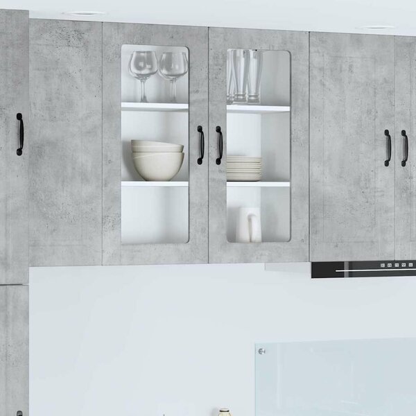 VidaXL Fali üveges szekrény PORTO Beton Szürke 80 x 31 x 80 cm