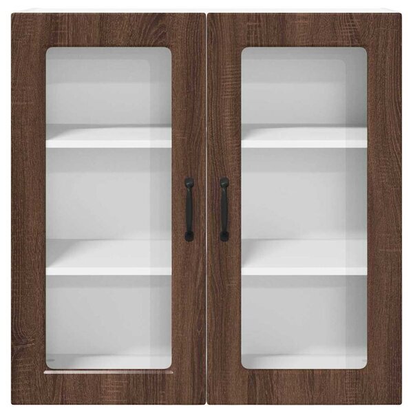 VidaXL Fali üveges szekrény PORTO Barna Tölgy 80 x 31 x 80 cm Faanyag