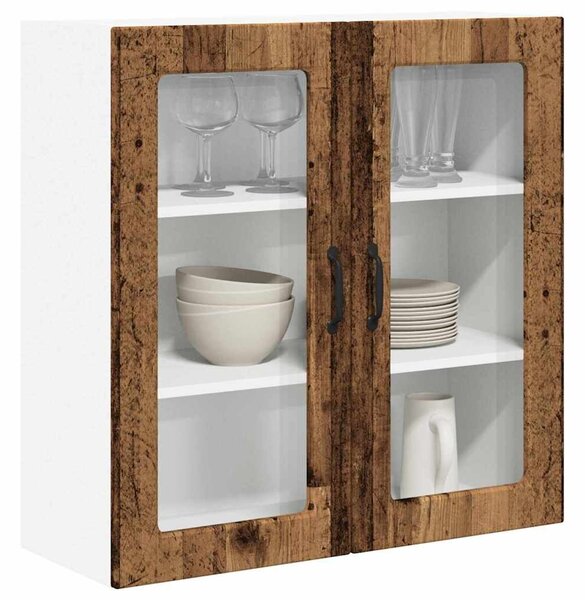 VidaXL Fali üveges szekrény PORTO Öreg fa 80 x 31 x 80 cm Faanyag