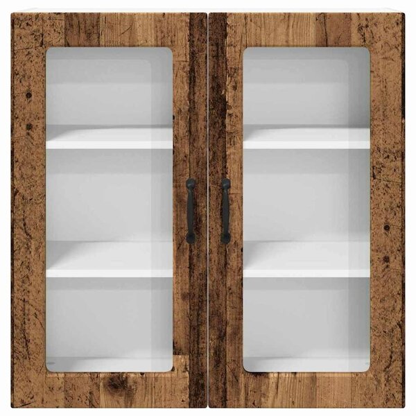 VidaXL Fali üveges szekrény PORTO Öreg fa 80 x 31 x 80 cm Faanyag
