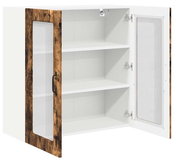 VidaXL Fali üveges szekrény PORTO Öreg fa 80 x 31 x 80 cm Faanyag