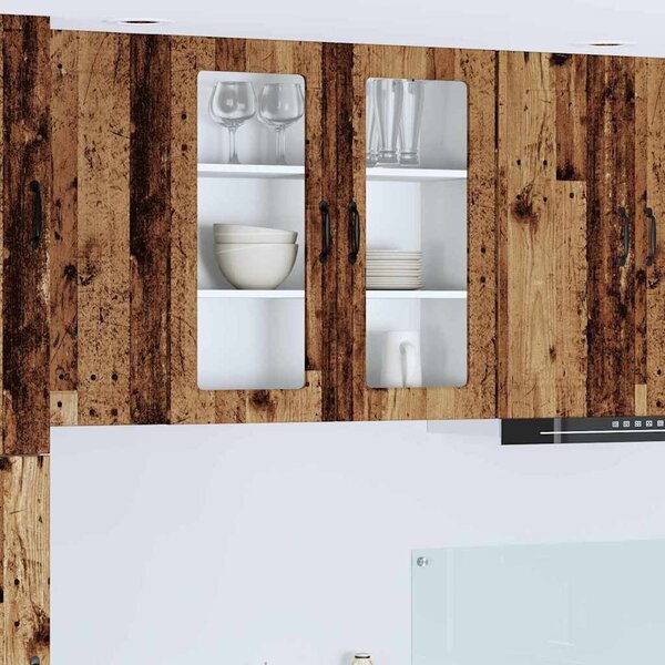 VidaXL Fali üveges szekrény PORTO Öreg fa 80 x 31 x 80 cm Faanyag