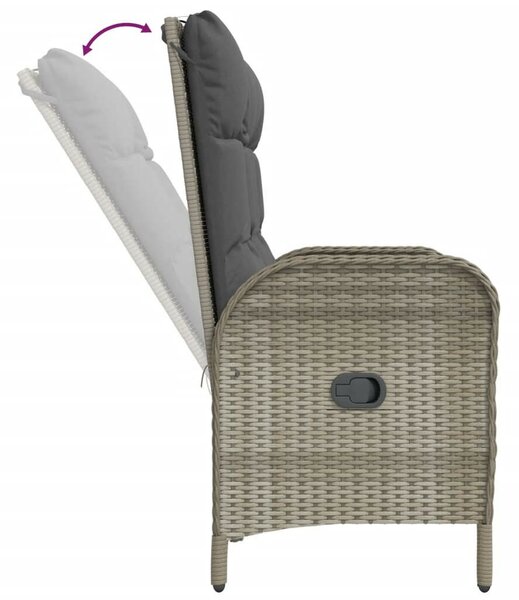4 részes szürke polyrattan kerti étkezőszett párnával