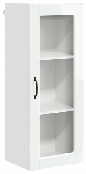 VidaXL Fali üveges szekrény PORTO Magas Fényű Fehér 40 x 31 x 100 cm