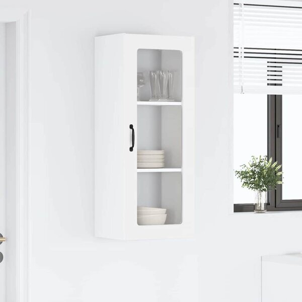 VidaXL Fali üveges szekrény PORTO Magas Fényű Fehér 40 x 31 x 100 cm