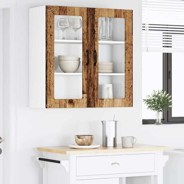 VidaXL Fali üveges szekrény PORTO Öreg fa 80 x 31 x 80 cm Faanyag