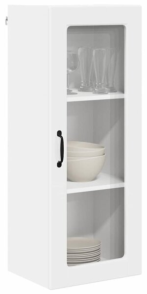 VidaXL Fali üveges szekrény PORTO Magas Fényű Fehér 40 x 31 x 100 cm