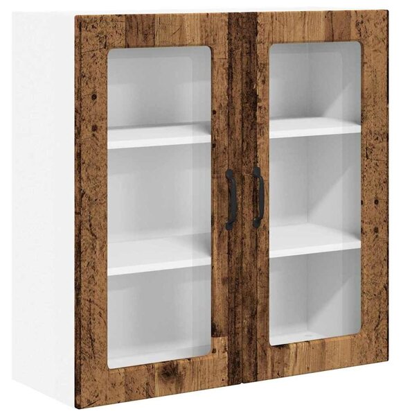 VidaXL Fali üveges szekrény PORTO Öreg fa 80 x 31 x 80 cm Faanyag