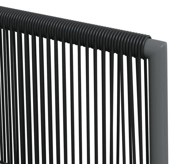 5 részes fekete polyrattan és acél kerti étkezőszett párnákkal