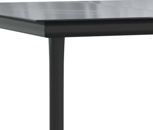 7 részes fekete polyrattan üveg kerti étkezőgarnitúra párnákkal