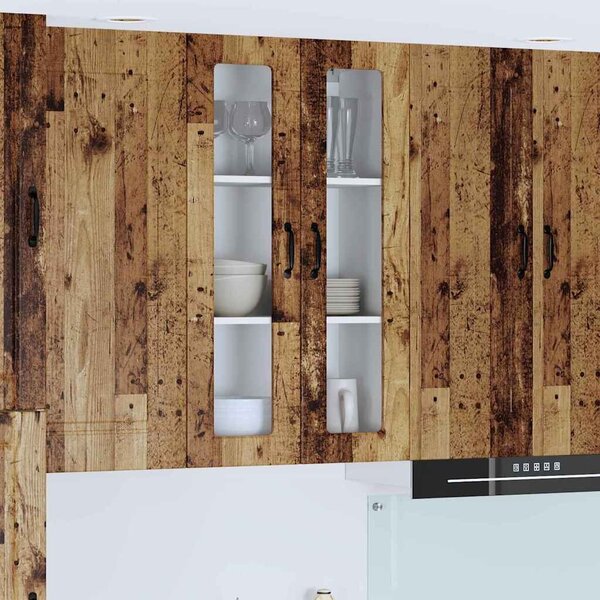 VidaXL Fali üveges szekrény PORTO Öreg fa 60 x 31 x 100 cm Faanyag