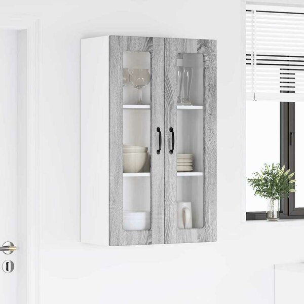 VidaXL Fali üveges szekrény PORTO Szürke Sonoma 60 x 31 x 100 cm