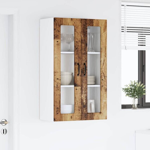 VidaXL Fali üveges szekrény PORTO Öreg fa 60 x 31 x 100 cm Faanyag