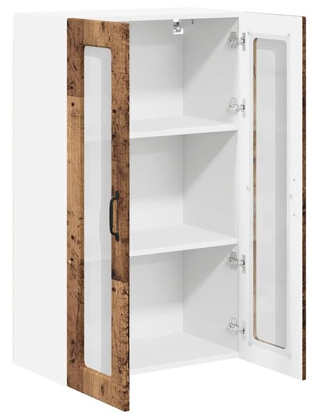 VidaXL Fali üveges szekrény PORTO Öreg fa 60 x 31 x 100 cm Faanyag