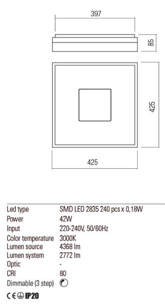PADS LED mennyezeti lámpa, matt bronz, szatén, bronz, 42 cm