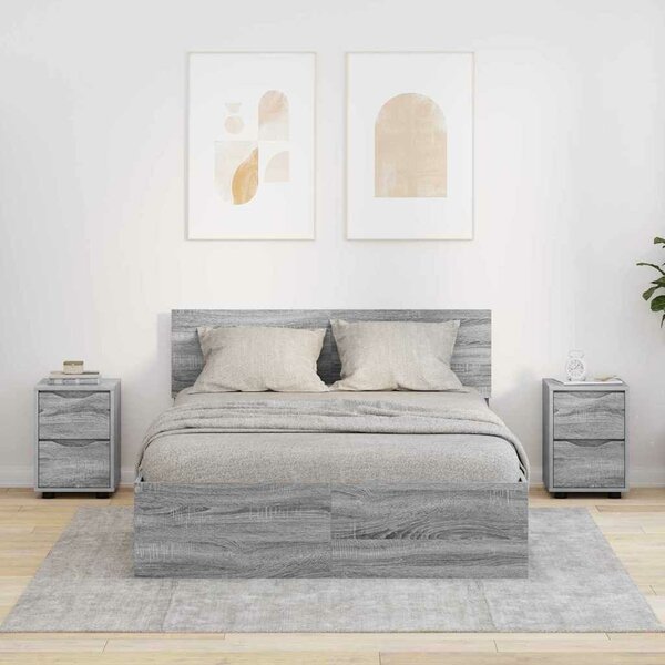 VidaXL Éjjeliszekrények 2 pcs Szürke Sonoma 30,5 x 30 x 43 cm Faanyag