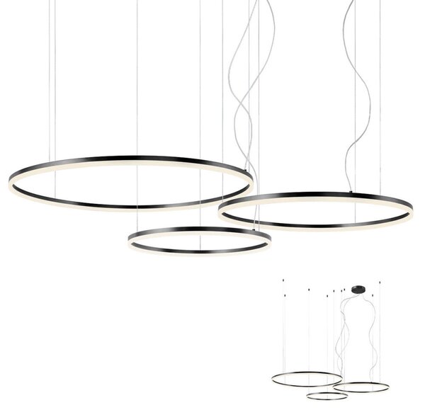 ORBIT LED csillár, fekete, 100-80-60 cm, DALI rendszerhez