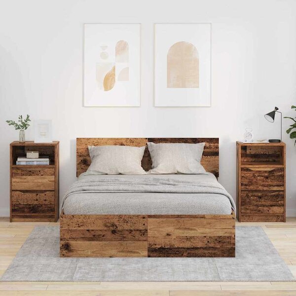 VidaXL Éjjeliszekrények fiókkal 2 pcs Öreg fa 40 x 30 x 467 cm Faanyag
