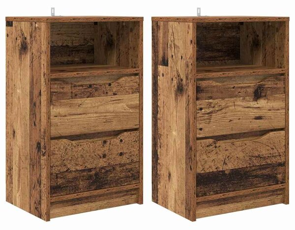 VidaXL Éjjeliszekrények fiókkal 2 pcs Öreg fa 40 x 30 x 467 cm Faanyag