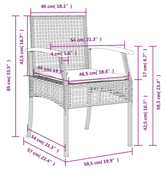 VidaXL 5 részes bézs polyrattan kerti étkezőgarnitúra párnákkal