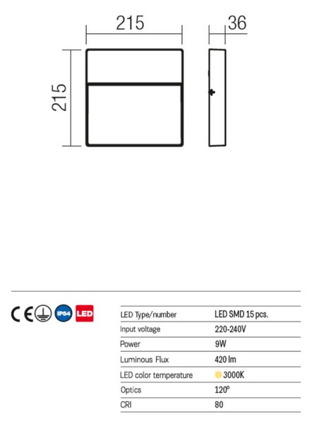 Even kültéri LED fali lámpa, fehér 10121