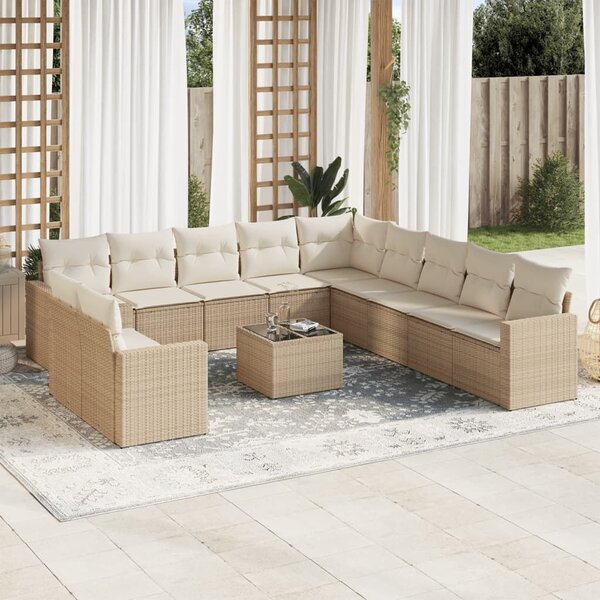 VidaXL Polyrattan Kerti Ülőgarnitúra - 12 részes - Bézs