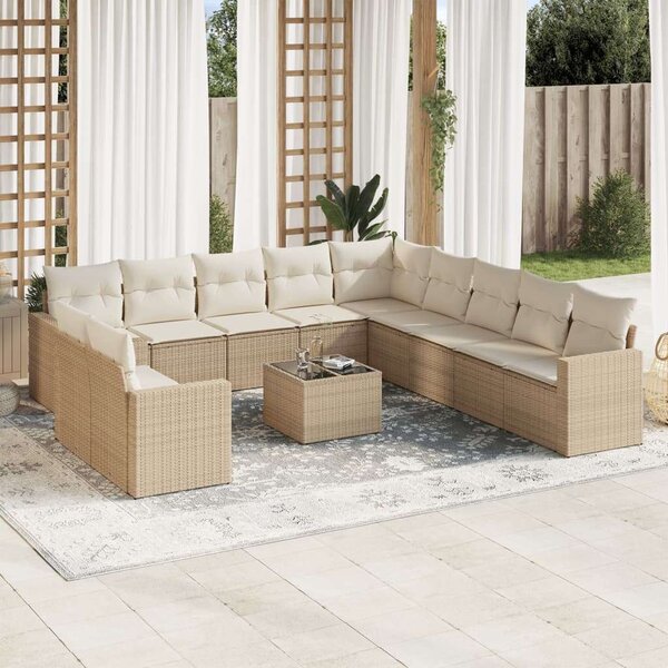 VidaXL Polyrattan Kerti Ülőgarnitúra - 12 részes - Bézs