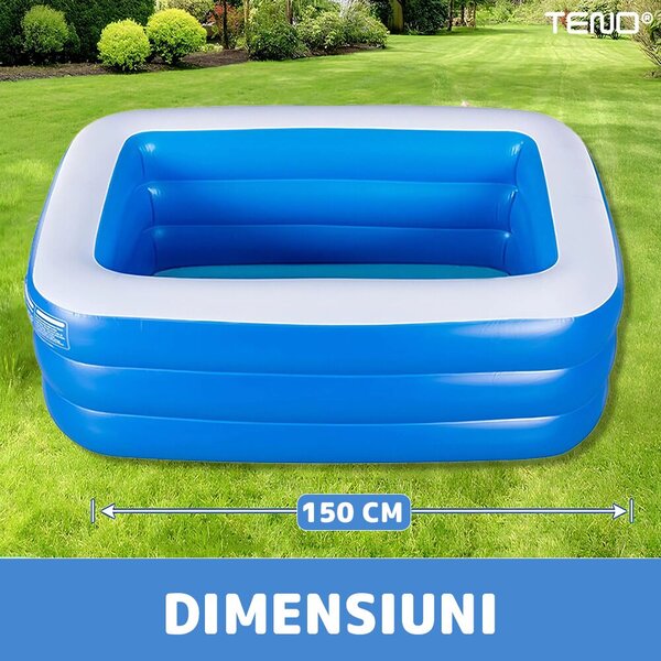 Teno® Felfújható Gyerekmedence - 150cm, 3 gyűrűs, Kék