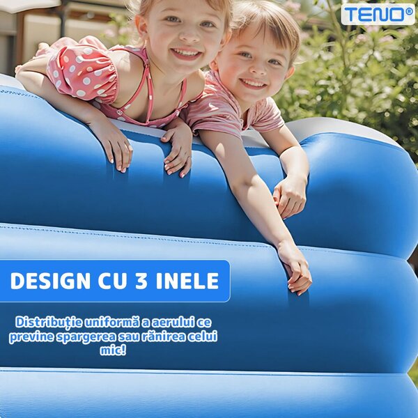 Teno® Felfújható Gyerekmedence - 150cm, 3 gyűrűs, Kék