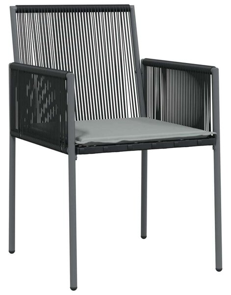VidaXL Kerti Étkezőgarnitúra - 3 részes - Fekete Polyrattan
