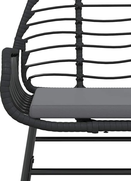 3 részes fekete polyrattan üveg kerti étkezőgarnitúra párnákkal