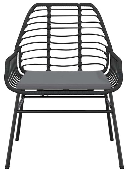 3 részes fekete polyrattan üveg kerti étkezőgarnitúra párnákkal