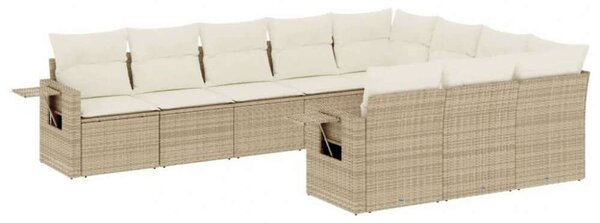 VidaXL Polyrattan Kerti Ülőgarnitúra - 10 részes - Bézs