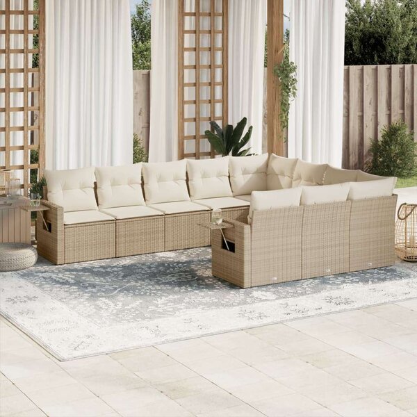VidaXL Polyrattan Kerti Ülőgarnitúra - 10 részes - Bézs