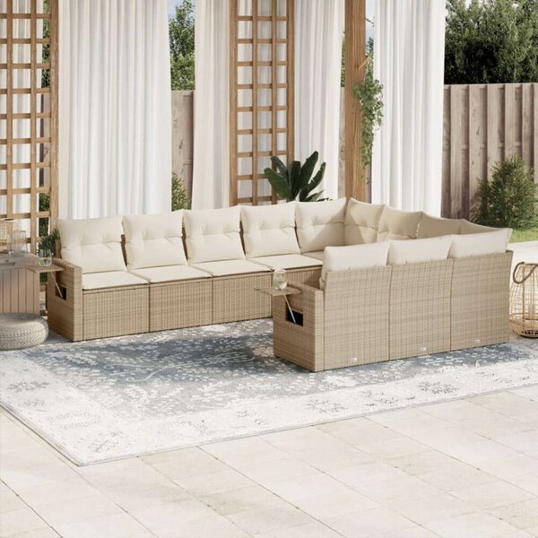 VidaXL Polyrattan Kerti Ülőgarnitúra - 10 részes - Bézs