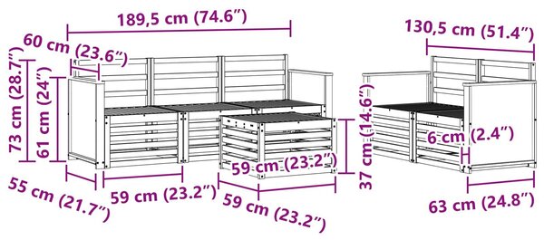VidaXL Ülőgarnitúrák 6 pcs Tömör Akácfa