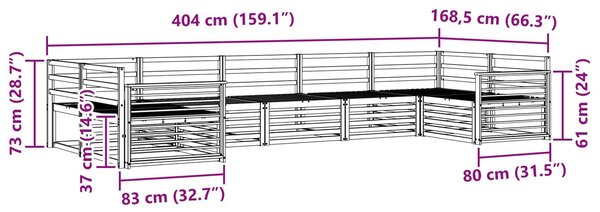 VidaXL Ülőgarnitúrák 7 pcs Természetes Tömör Akácfa